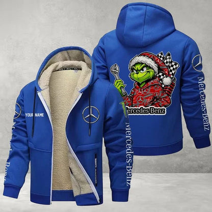 Mercedes-Benz Grinch Sherpa-Lined Custom Name Zipper Fleece Hoodie