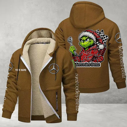 Mercedes-Benz Grinch Sherpa-Lined Custom Name Zipper Fleece Hoodie