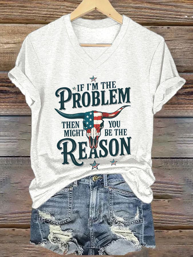 Women's Casual Western Style Graphic Print V-Neck Short Sleeve T-Shirt
