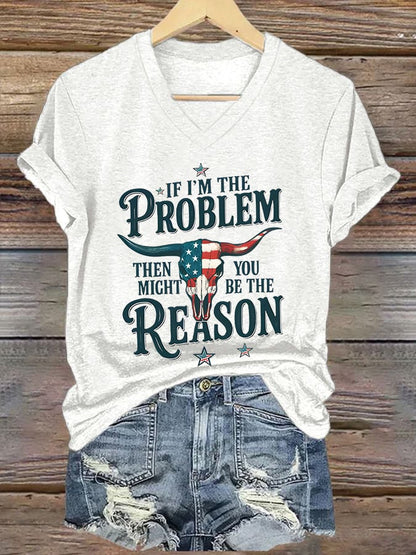 Women's Casual Western Style Graphic Print V-Neck Short Sleeve T-Shirt