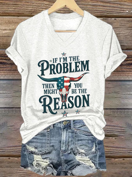 Women's Casual Western Style Graphic Print V-Neck Short Sleeve T-Shirt