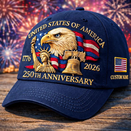 Cowgic Personalized America’s 250th Anniversary, Eagle 1776–2026 Custom Embroidered Cap