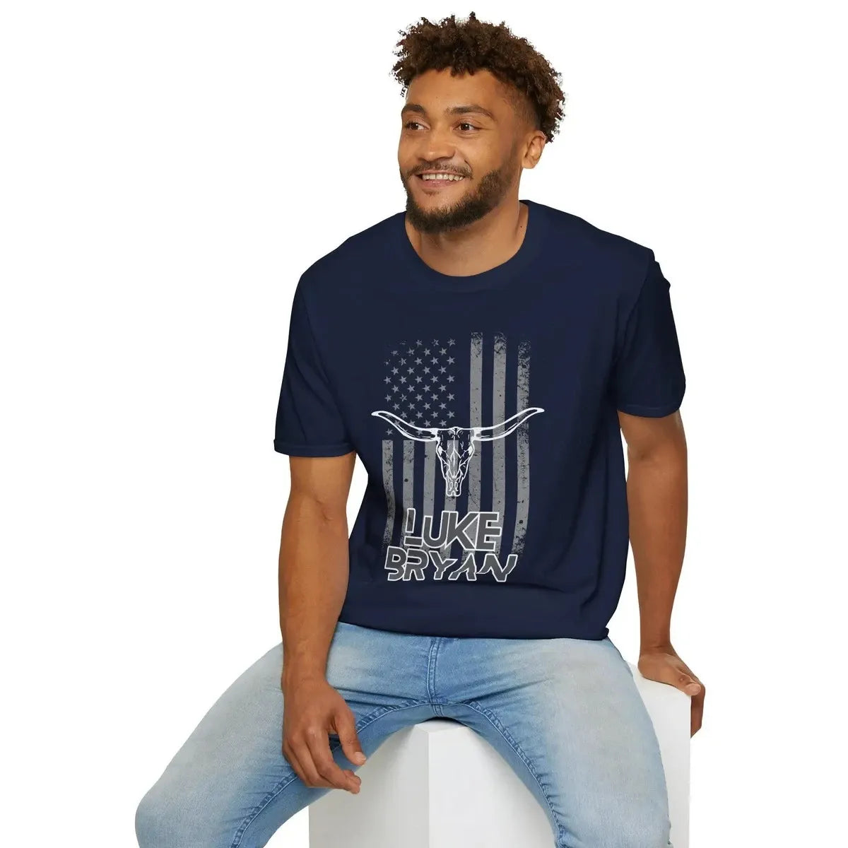 Longhorn Skull American Flag T-Shirt | LB Country Shirt Gildan 5000, Sweatshirt & Hoodie