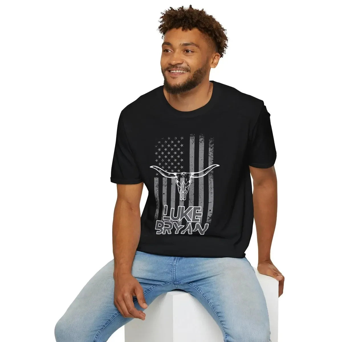 Longhorn Skull American Flag T-Shirt | LB Country Shirt Gildan 5000, Sweatshirt & Hoodie