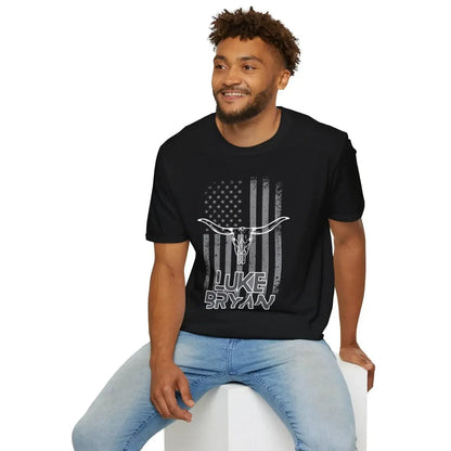 Longhorn Skull American Flag T-Shirt | LB Country Shirt Gildan 5000, Sweatshirt & Hoodie