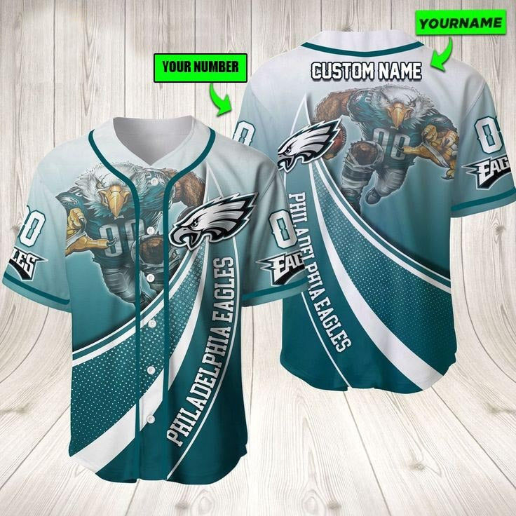 Philadelphia Eagles Mascot Custom Name - Limited Edition Baseball Jersey