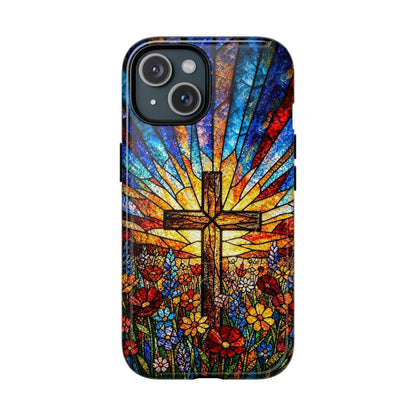Cowgic Radiant Cross And Vibrant Flower Field Magnetic Phone Case