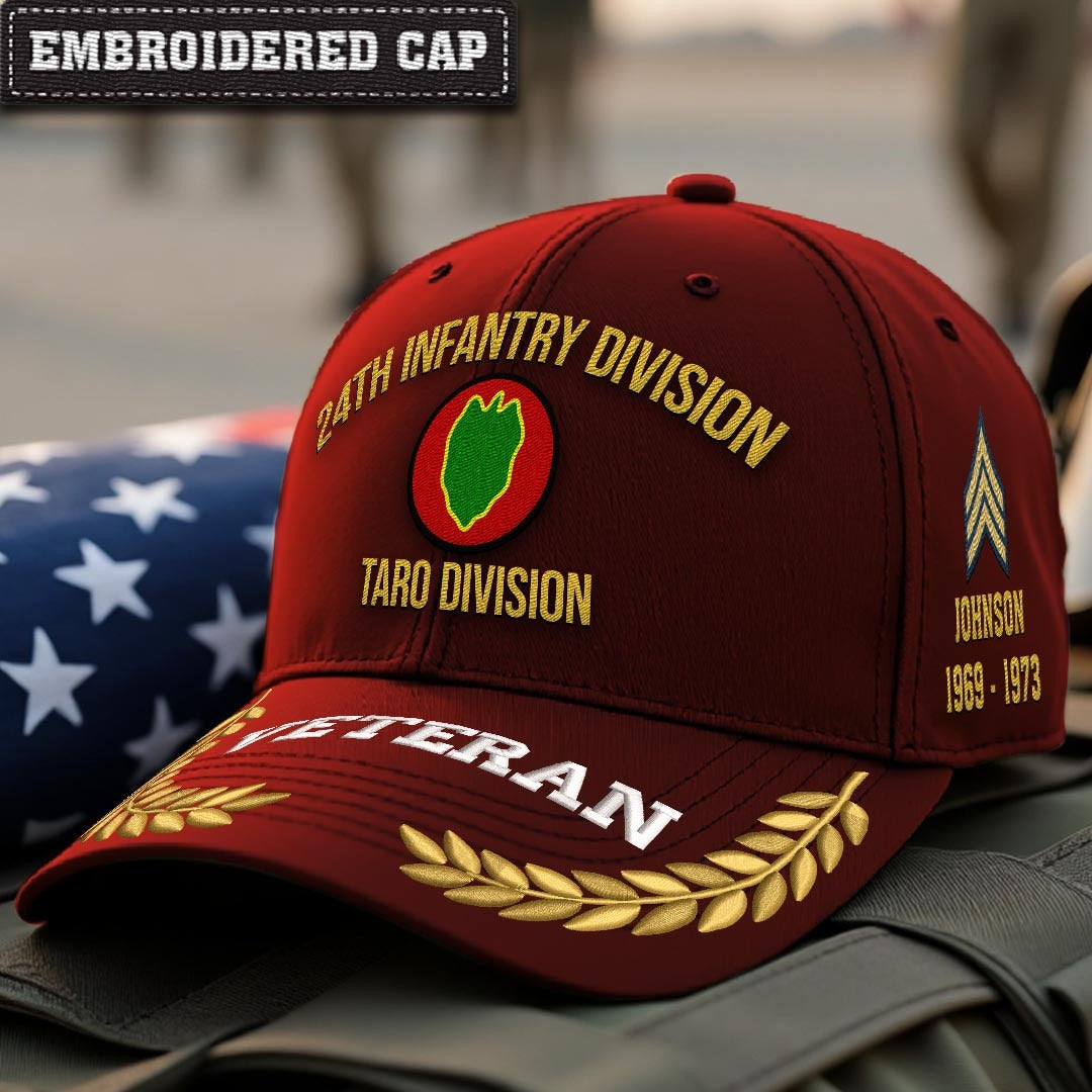 Cowgic U.S. Army 24th Infantry Division Embroidered Classic Structured Cap - Embroidered Cap for Veterans