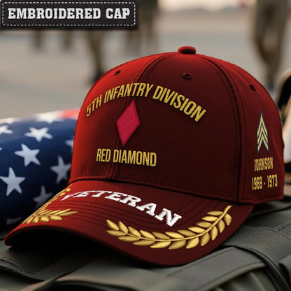 Cowgic U.S. Army 5th Infantry Division Embroidered Classic Structured Cap - Embroidered Cap for Veterans