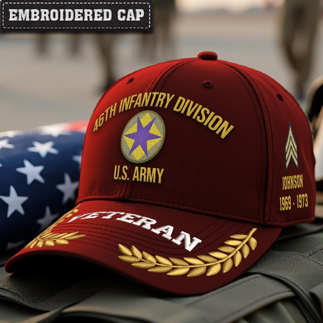 Cowgic U.S. Army 46th Infantry Division (WWII Ghost Division) Embroidered Classic Structured Cap - Embroidered Cap for Veterans