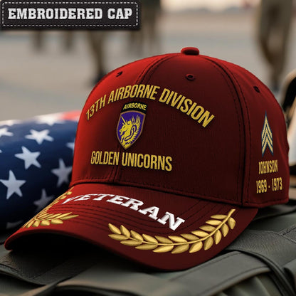 Cowgic U.S. Army 13th Airborne Division Embroidered Classic Structured Cap - Embroidered Cap for Veterans