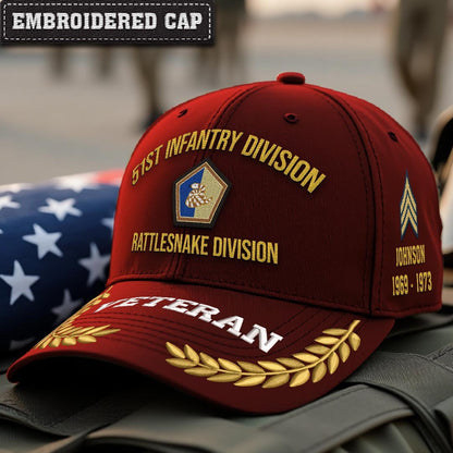 Cowgic U.S. Army 51st Infantry Division Embroidered Classic Structured Cap - Embroidered Cap for Veterans
