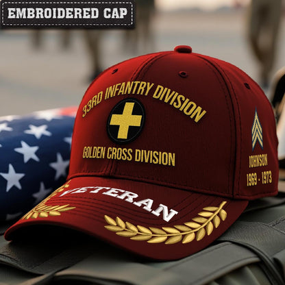 Cowgic U.S. Army 33rd Infantry Division Embroidered Classic Structured Cap - Embroidered Cap for Veterans