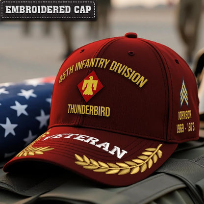 Cowgic U.S. Army 45th Infantry Division Embroidered Classic Structured Cap - Embroidered Cap for Veterans