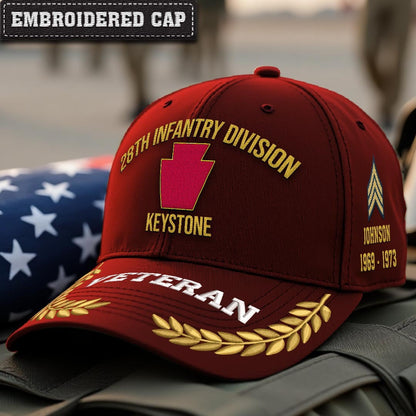 Cowgic U.S. Army 28th Infantry Division Embroidered Classic Structured Cap - Embroidered Cap for Veterans