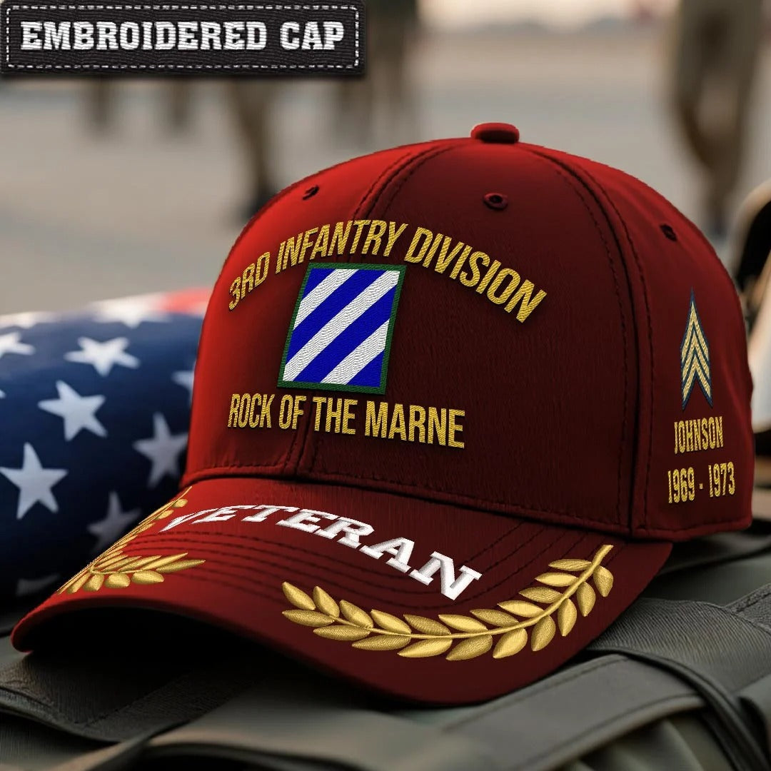 Cowgic U.S. Army 3rd Infantry Division Embroidered Classic Structured Cap - Embroidered Cap for Veterans