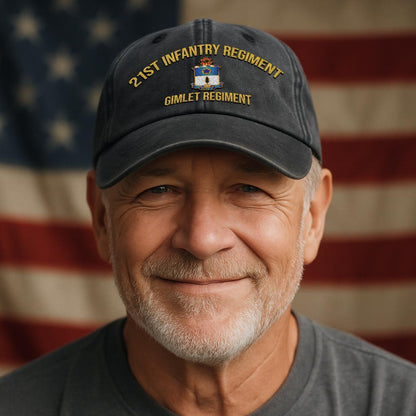Cowgic U.S. Army 21st Infantry Regiment Vintage Washed Cap - Embroidered Distressed Dad Hat for Veterans