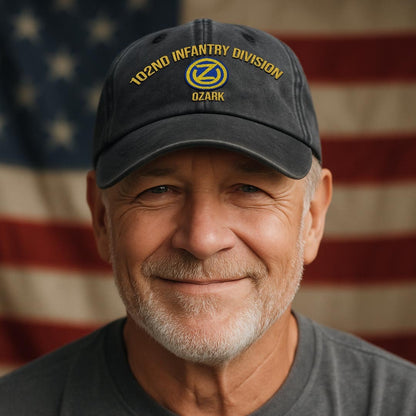 Cowgic U.S. Army 102nd Infantry Division Vintage Washed Cap - Embroidered Distressed Dad Hat for Veterans
