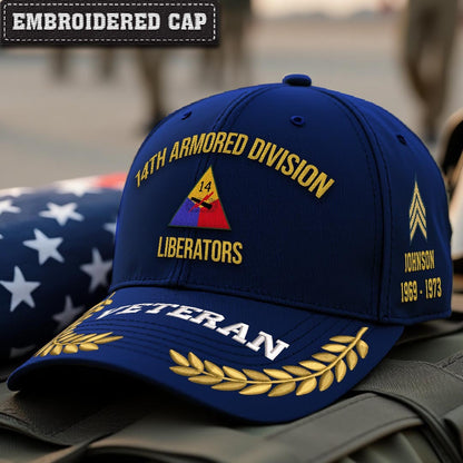 Cowgic U.S. Army 14th Armored Division Embroidered Classic Structured Cap - Embroidered Cap for Veterans
