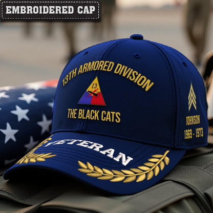 Cowgic U.S. Army 13th Armored Division Embroidered Classic Structured Cap - Embroidered Cap for Veterans
