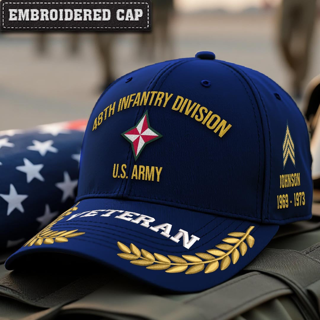 Cowgic U.S. Army 48th Infantry Division Embroidered Classic Structured Cap - Embroidered Cap for Veterans