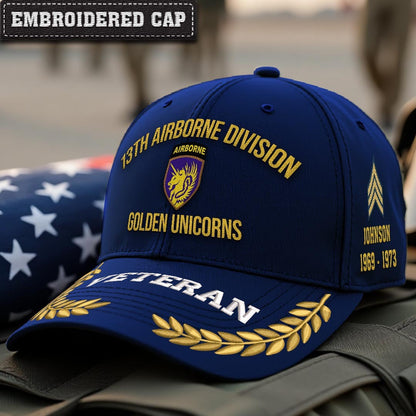 Cowgic U.S. Army 13th Airborne Division Embroidered Classic Structured Cap - Embroidered Cap for Veterans