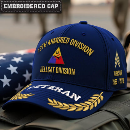 Cowgic U.S. Army 12th Armored Division Embroidered Classic Structured Cap - Embroidered Cap for Veterans