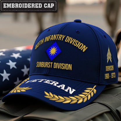 Cowgic U.S. Army 40th Infantry Division Embroidered Classic Structured Cap - Embroidered Cap for Veterans
