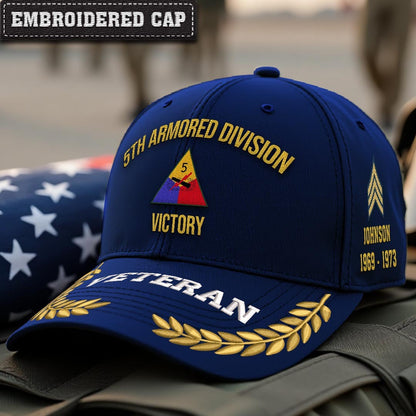 Cowgic U.S. Army 5th Armored Division Embroidered Classic Structured Cap - Embroidered Cap for Veterans