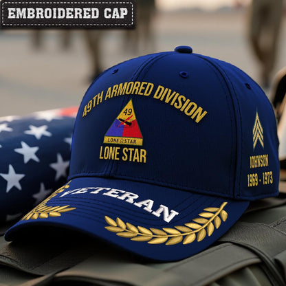 Cowgic U.S. Army 49th Armored Division Embroidered Classic Structured Cap - Embroidered Cap for Veterans