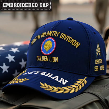 Cowgic U.S. Army 106th Infantry Division Embroidered Classic Structured Cap - Embroidered Cap for Veterans