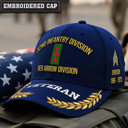 Cowgic U.S. Army 32nd infantry division Embroidered Classic Structured Cap - Embroidered Cap for Veterans