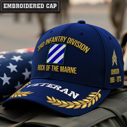 Cowgic U.S. Army 3rd Infantry Division Embroidered Classic Structured Cap - Embroidered Cap for Veterans
