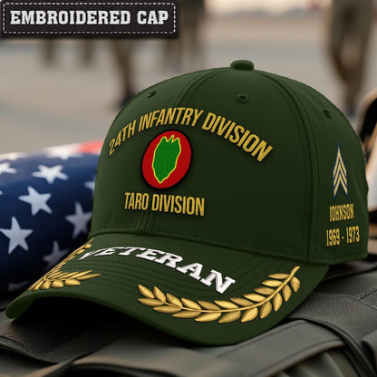 Cowgic U.S. Army 24th Infantry Division Embroidered Classic Structured Cap - Embroidered Cap for Veterans