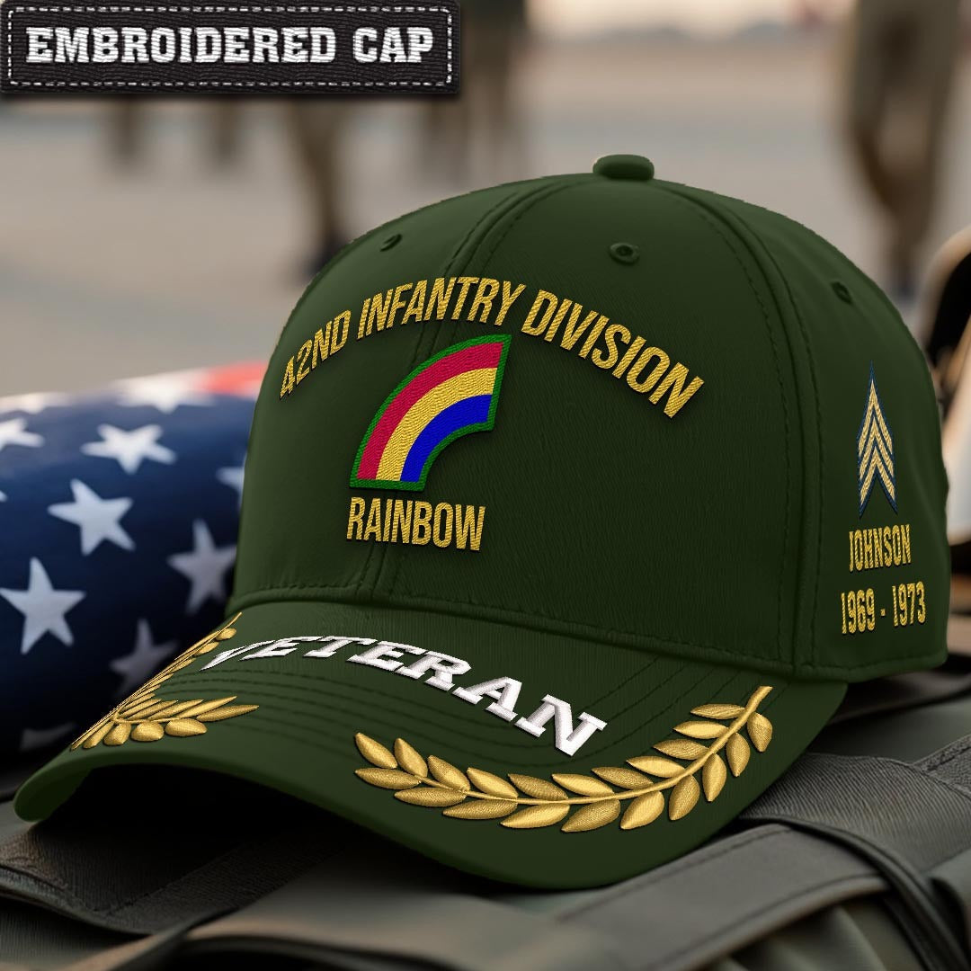 Cowgic U.S. Army 42nd Infantry Division Embroidered Classic Structured Cap - Embroidered Cap for Veterans