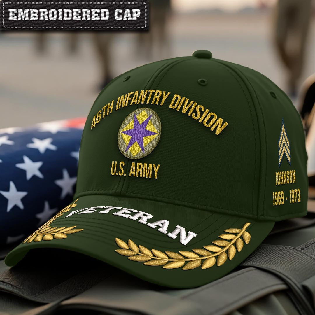 Cowgic U.S. Army 46th Infantry Division (WWII Ghost Division) Embroidered Classic Structured Cap - Embroidered Cap for Veterans