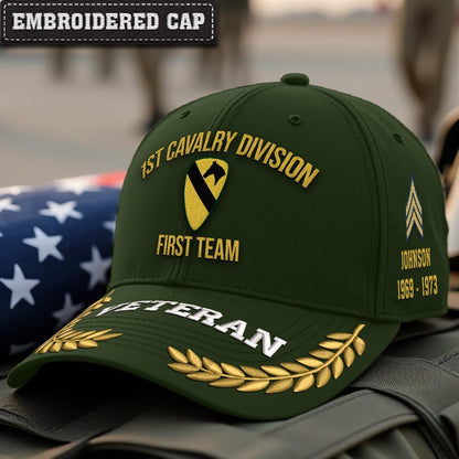 Cowgic U.S. Army 1st Cavalry Division Embroidered Classic Structured Cap - Embroidered Cap for Veterans