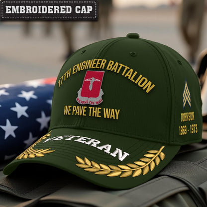 Cowgic Army 17th Engineer Battalion Embroidered Classic Structured Cap - Embroidered Cap for Veterans