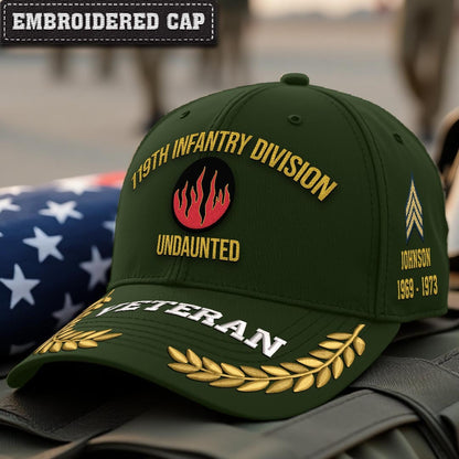 Cowgic U.S. Army 119th Infantry Division Embroidered Classic Structured Cap - Embroidered Cap for Veterans