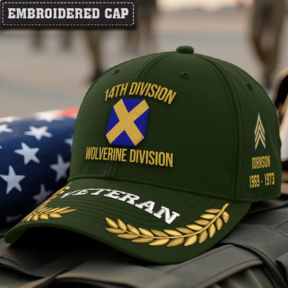 Cowgic U.S. Army 14th Division (National Guard WWI) Embroidered Classic Structured Cap - Embroidered Cap for Veterans