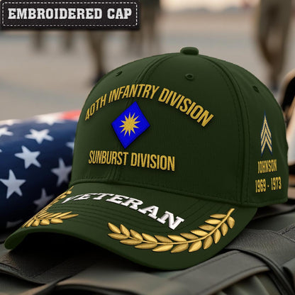 Cowgic U.S. Army 40th Infantry Division Embroidered Classic Structured Cap - Embroidered Cap for Veterans