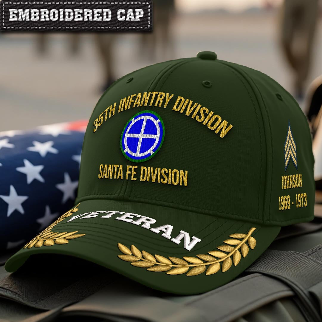 Cowgic U.S. Army 35th Infantry Division Embroidered Classic Structured Cap - Embroidered Cap for Veterans