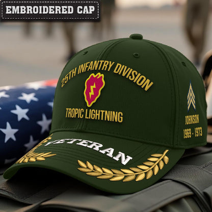 Cowgic U.S. Army 25th Infantry Division Embroidered Classic Structured Cap - Embroidered Cap for Veterans