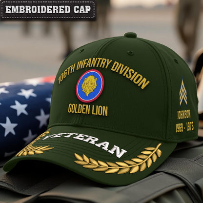 Cowgic U.S. Army 106th Infantry Division Embroidered Classic Structured Cap - Embroidered Cap for Veterans