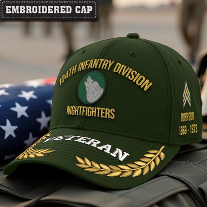 Cowgic U.S. Army 104th Infantry Division Embroidered Classic Structured Cap - Embroidered Cap for Veterans