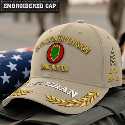 Cowgic U.S. Army 24th Infantry Division Embroidered Classic Structured Cap - Embroidered Cap for Veterans
