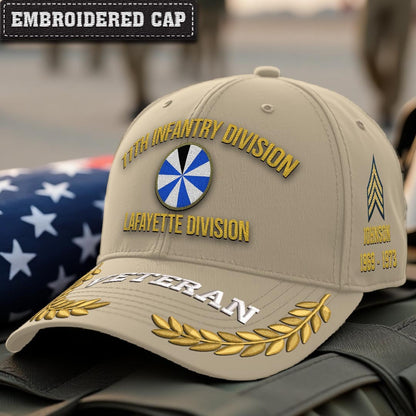 Cowgic U.S. Army 11th Infantry Division Embroidered Classic Structured Cap - Embroidered Cap for Veterans