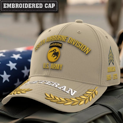 Cowgic U.S. Army 135th Airborne Division Embroidered Classic Structured Cap - Embroidered Cap for Veterans