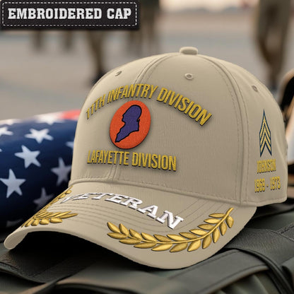 Cowgic U.S. Army 11th Infantry Division (1918-1919) Embroidered Classic Structured Cap - Embroidered Cap for Veterans