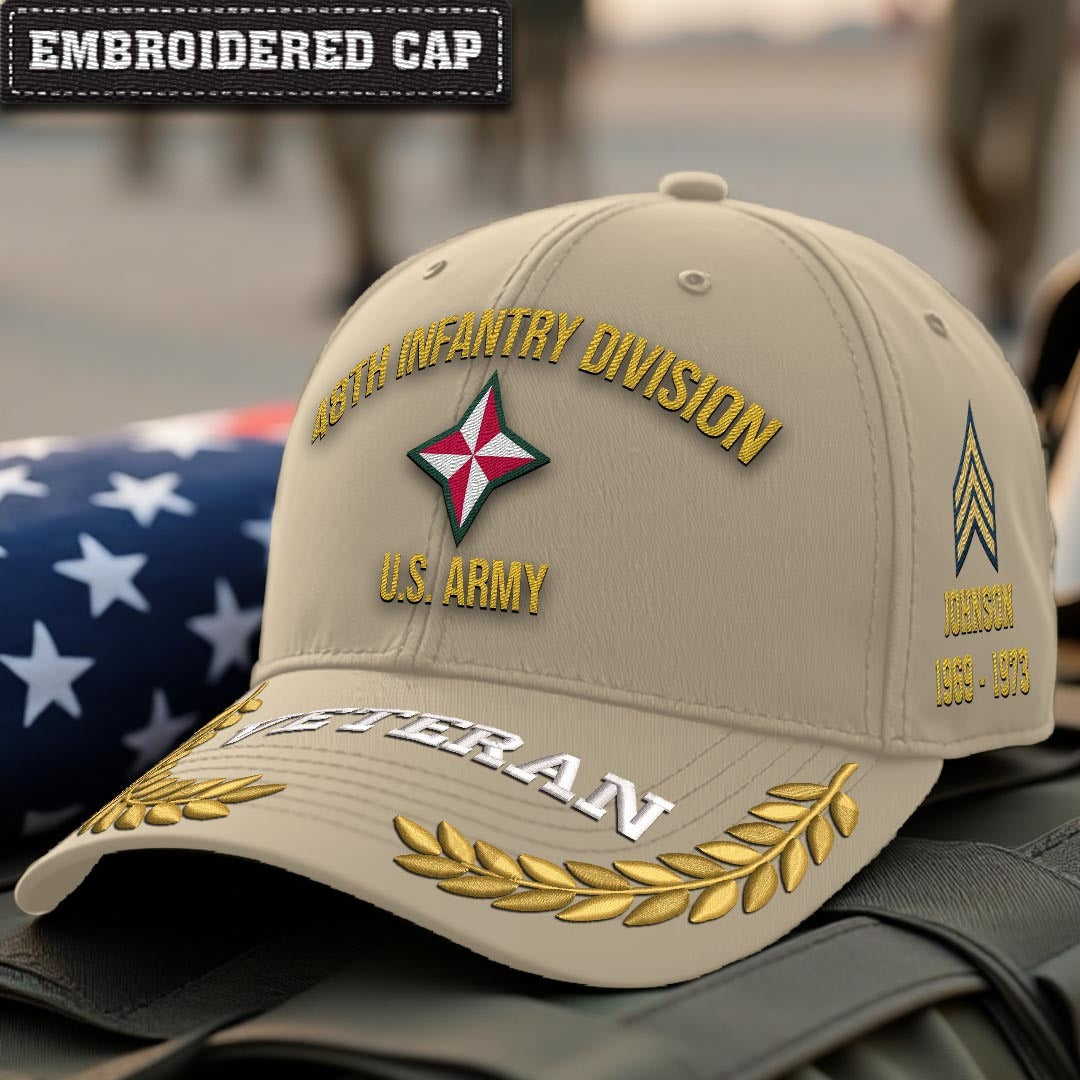 Cowgic U.S. Army 48th Infantry Division Embroidered Classic Structured Cap - Embroidered Cap for Veterans